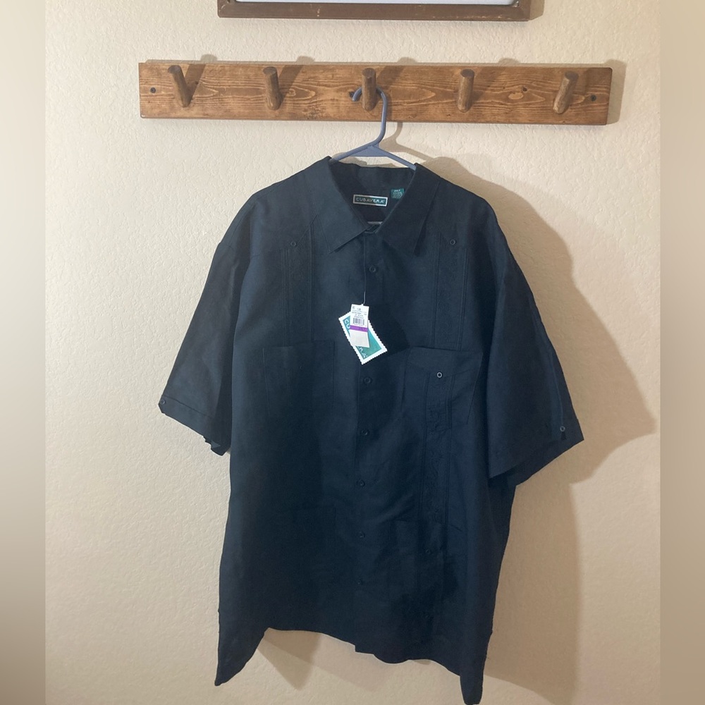 Cubavera Men’s Classic Guayabera Black Short Sleeves-Brand New/Tag- Sz.2XLT
